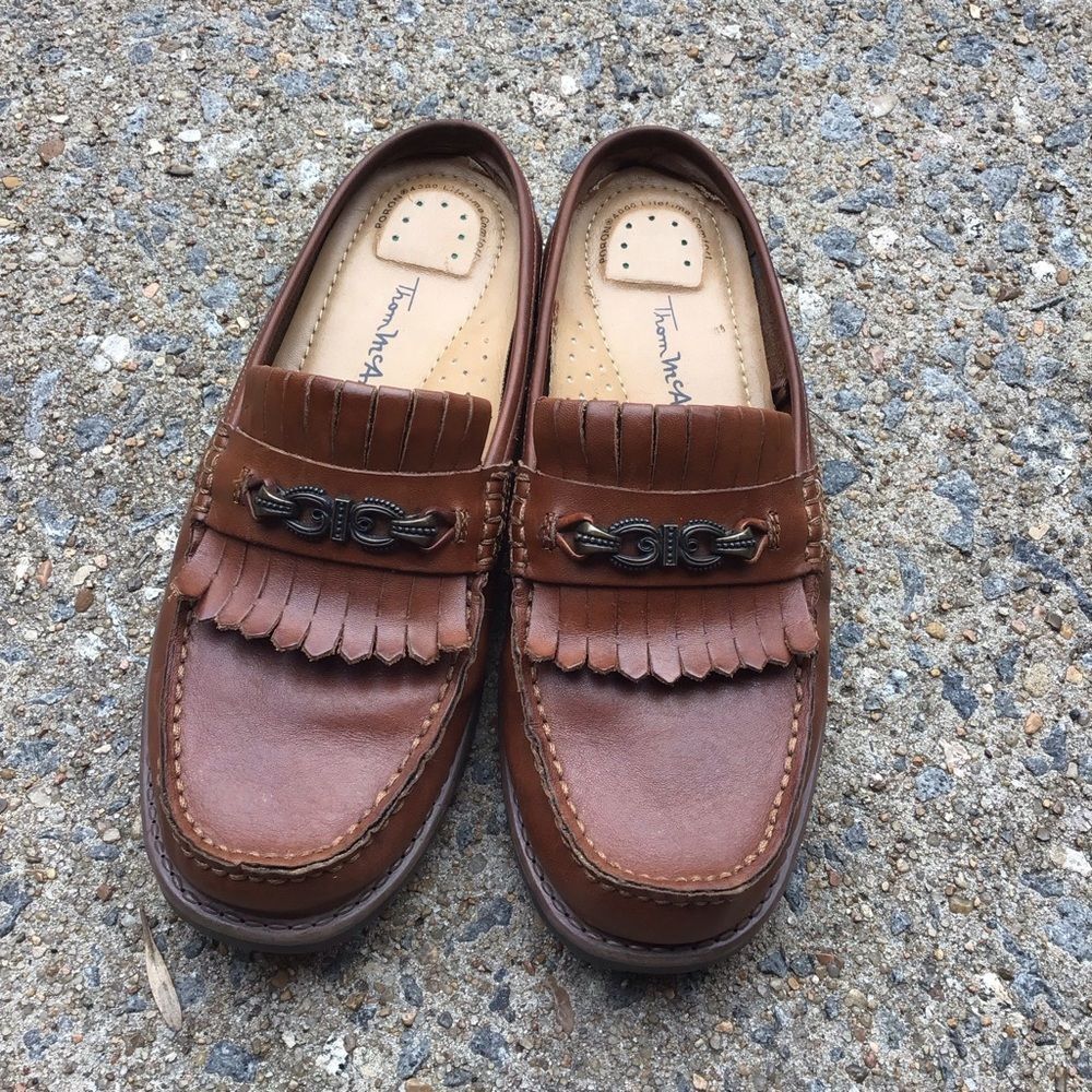 Like New Thom McAn Chestnut Leather Slip-On Loafers - Picture 2 of 6